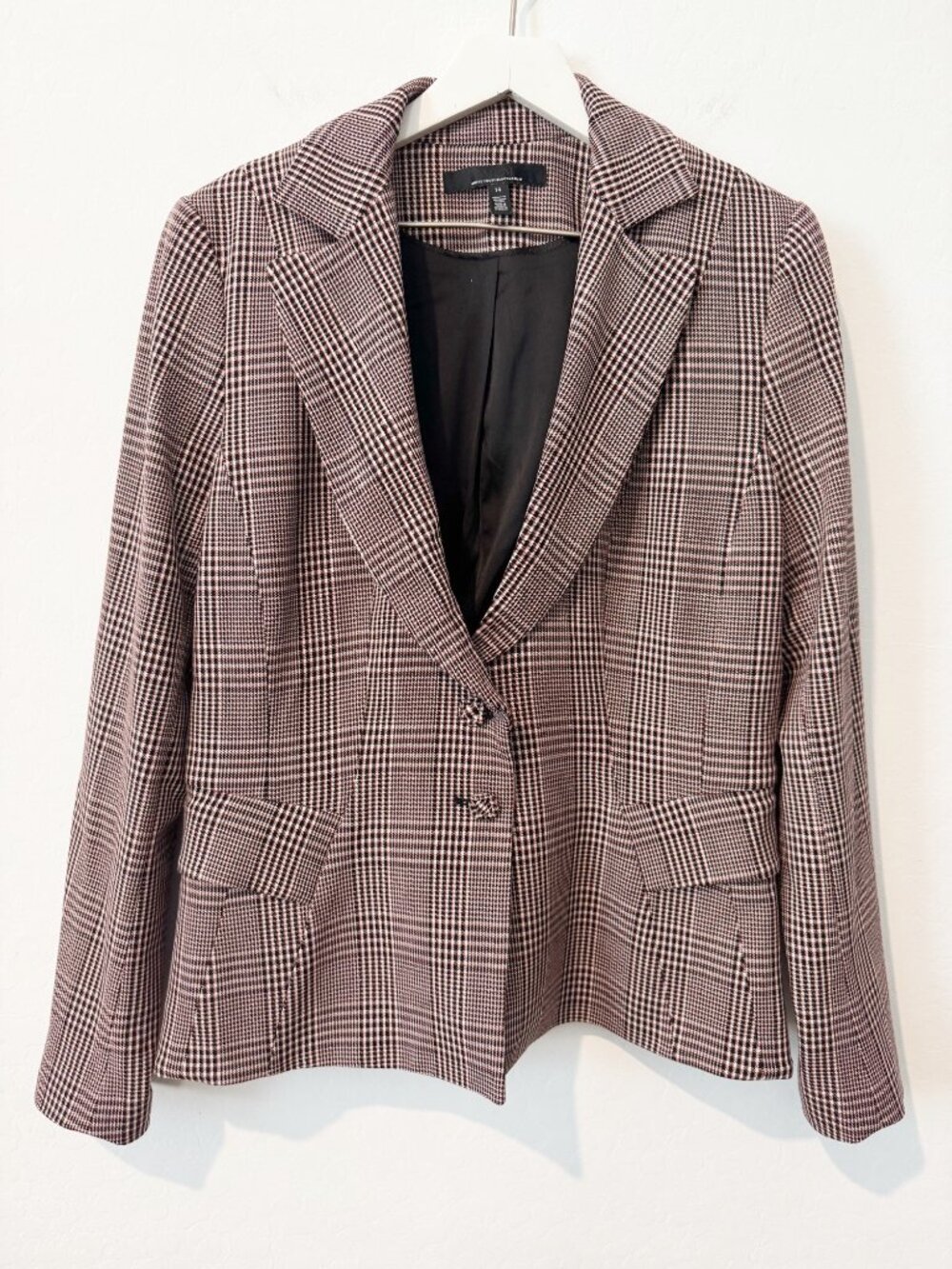 White House Black Market Plaid Signature Blazer Plus Size 14 Academia Corporate